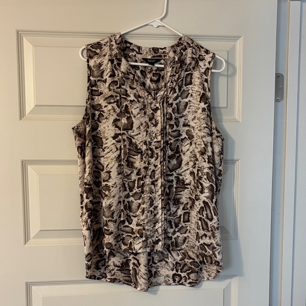 Simply Vera Vera Wang Brown and Cream Sleeveless Blouse